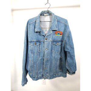 Vintage Blitzz Studios Sesame Street Elmo Embroidered Denim Trucker Jacket XL